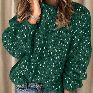 Women's Casual Dark Green knit Sweater top
